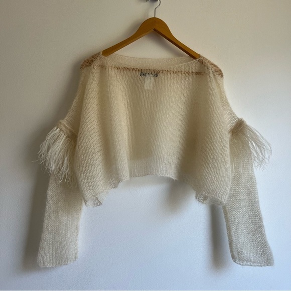 Louiza Babouryan Silk Mohair Knit Top with Feathers - Picture 10 of 16